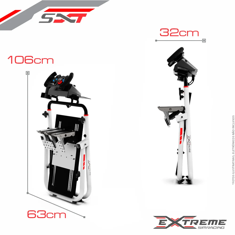 Suporte Para Volantes - Sxt V2 Extreme Simracing - Branco - Ajustável Logitech, Thrustmaster, Fanatec Suporte Para Volantes - Sxt V2 Extreme Simracing - Branco - Ajustável Logitech, Thrustmaster, Fanatec