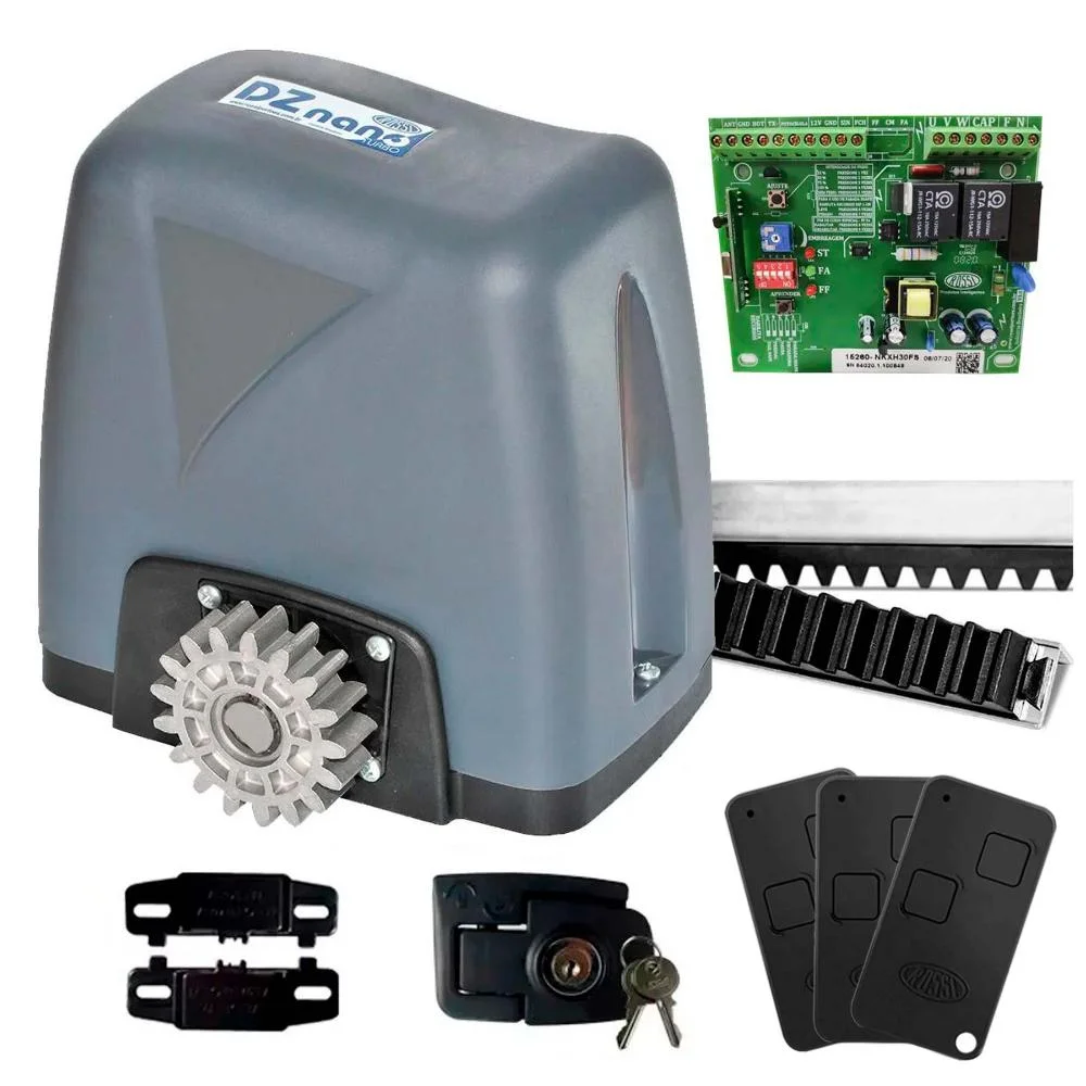 Kit Motor Automatizador De Portão Eletrônico Dz Nano 1/4 Rossi Para Portões Até 600kg 4.5 Metros - 110V