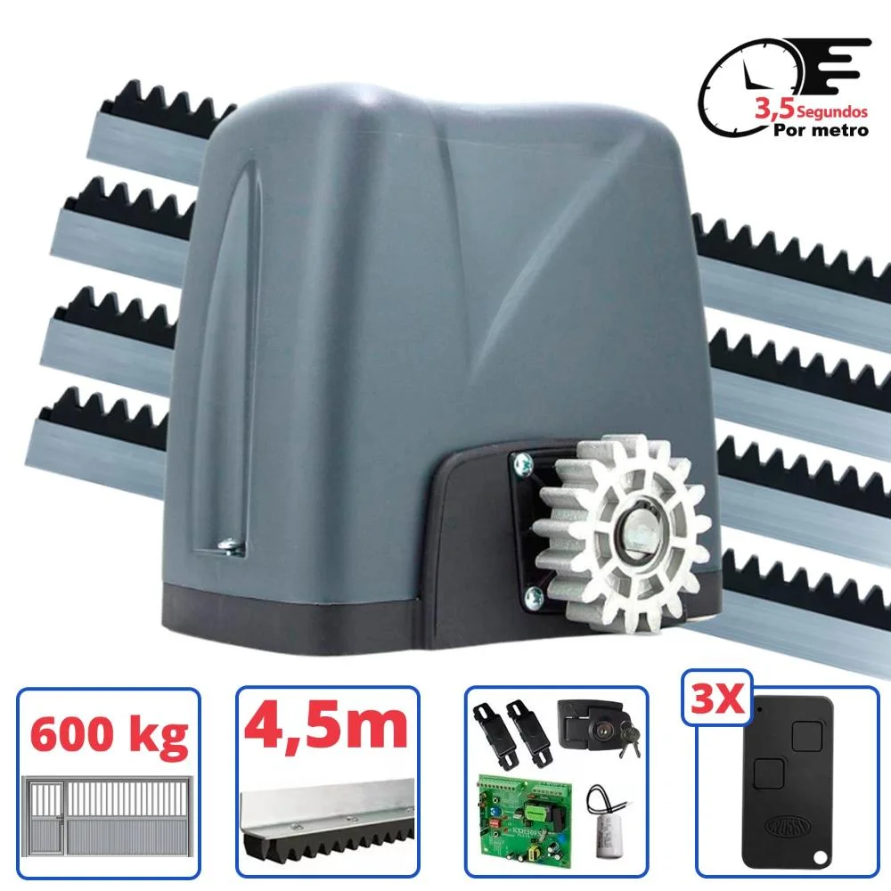 Kit Motor Automatizador De Portão Eletrônico Dz Nano 1/4 Rossi Para Portões Até 600kg 4.5 Metros - 110V