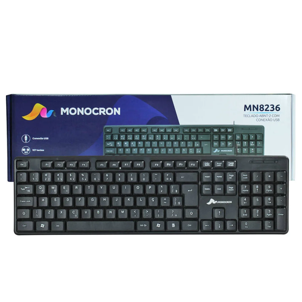 Teclado Usb Padro Abnt2 107 Teclas Mn8236