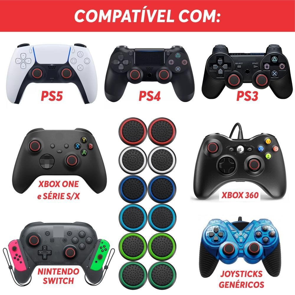 42 Pares De Grips P/ Controle Anti Derrapante Silicone Botão Analógico Do Joystick Cor: 7 Pares De Cada Cor.