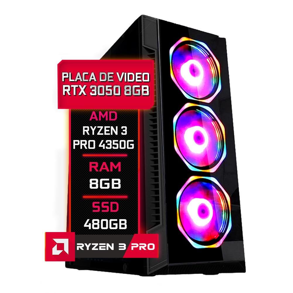 Pc Gamer Fácil Ryzen 3 Pro 4350g 8gb Rtx 3050