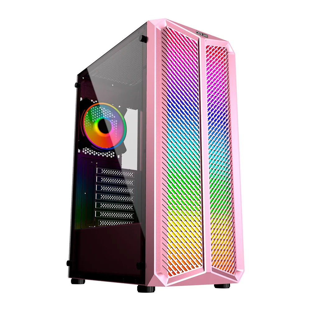 Gabinete Gamer Oex Haven Gh300 Rgb 120mm Rosa