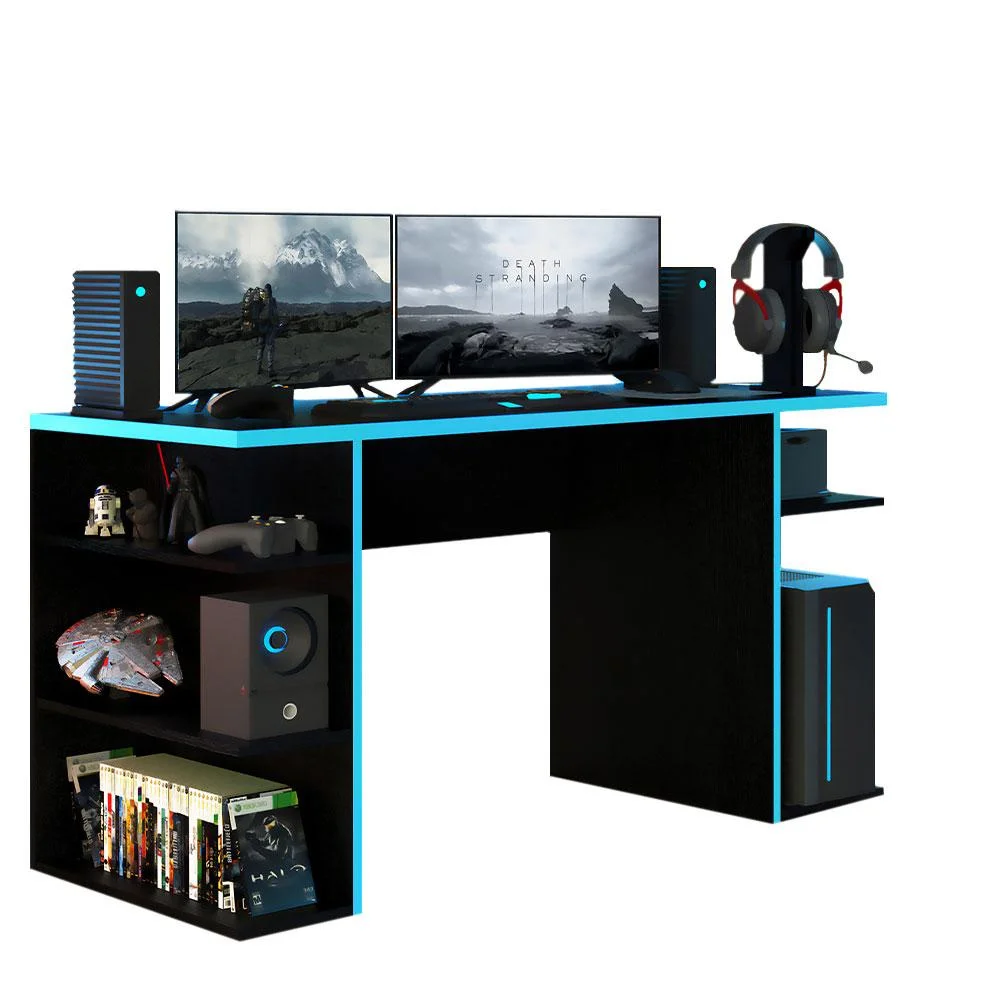 Mesa Para Gamer Pretoazul KaBuM