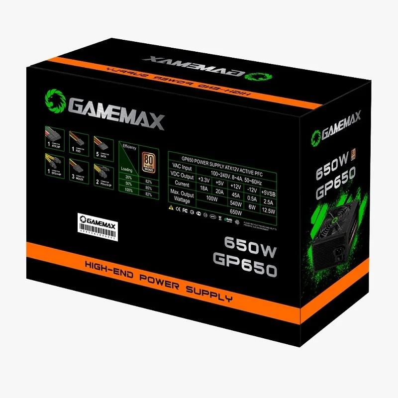 Fonte Gamemax, 650W, C/PFC, Com Cabo - GP650