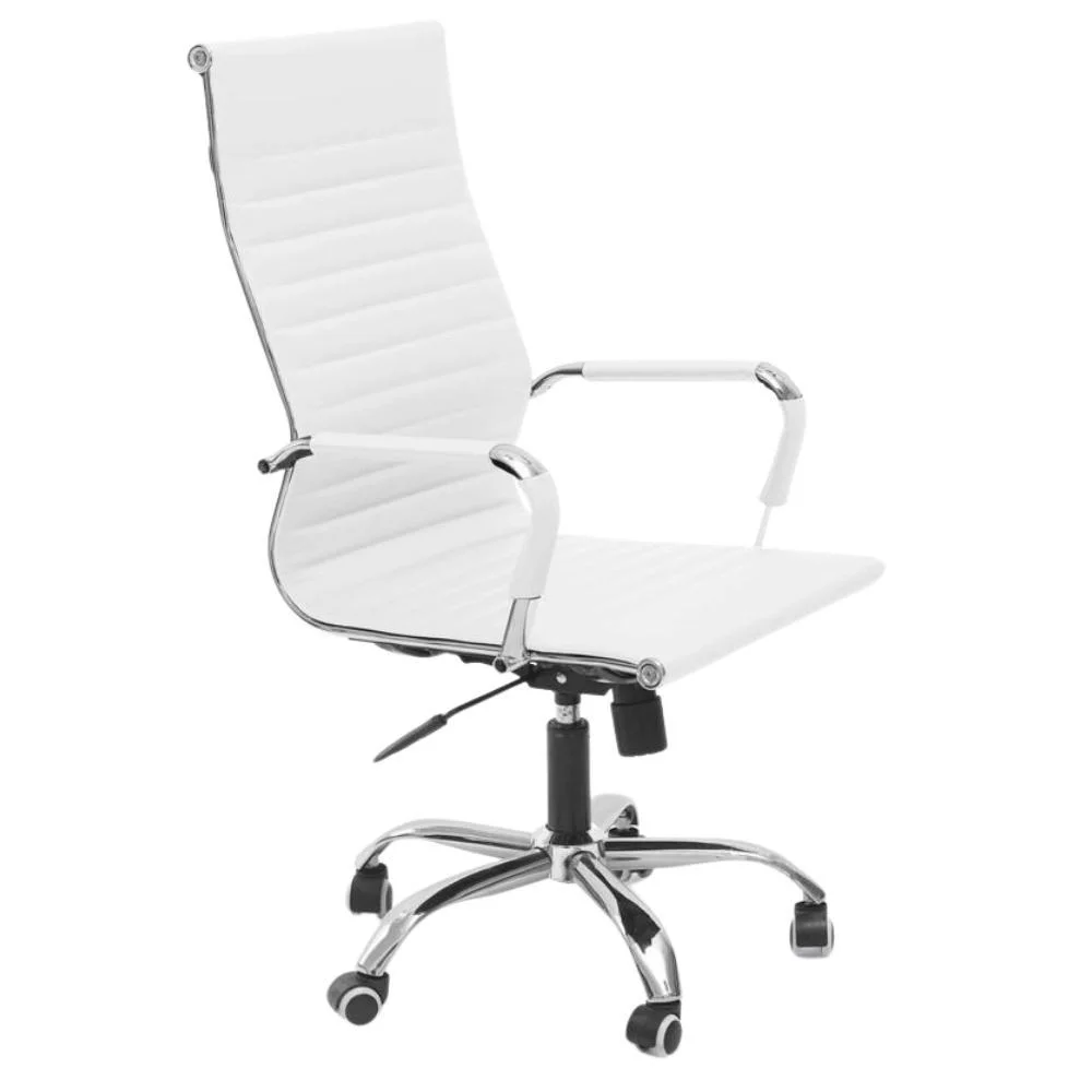 Cadeira De Escritório Esteirinha,  Fortt Bilbao- Cef01-B, Branca  Base Cromada Com Rodinha