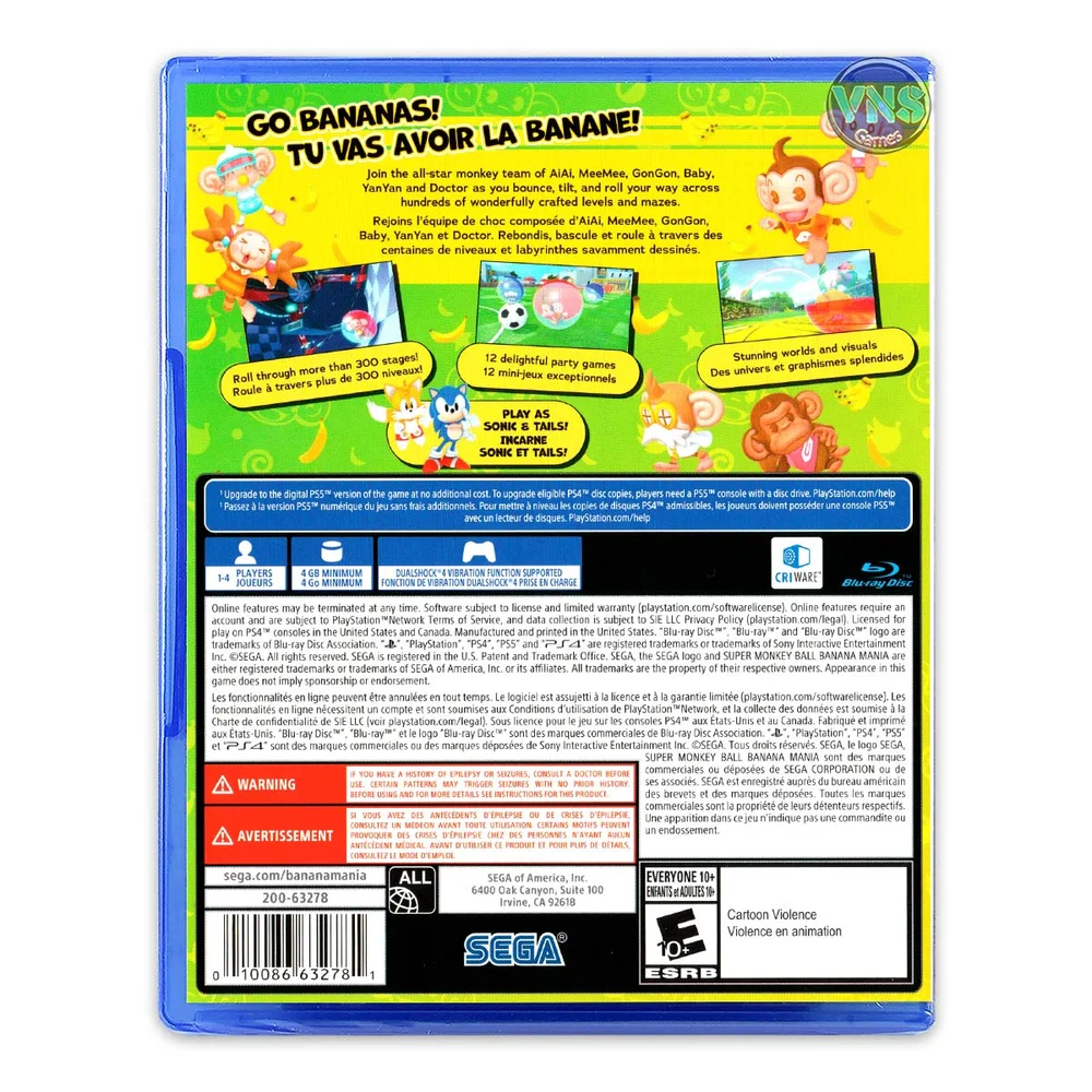 Jogo Super Monkey Ball Banana Mania, Playstation - PS4 Jogo Super Monkey Ball Banana Mania, Playstation - PS4