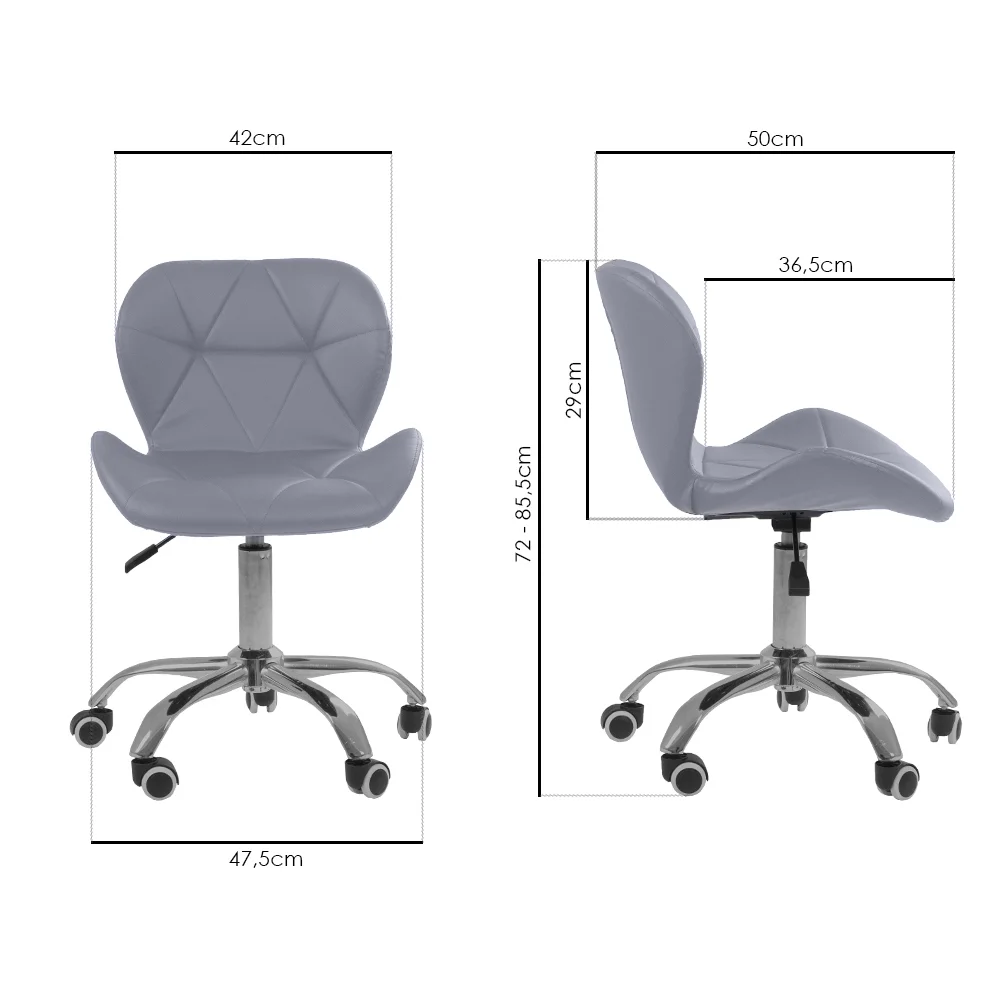 Kit 02 Cadeiras Office Nobrand Eiffel Slim Ajustável Base Giratória, Cinza