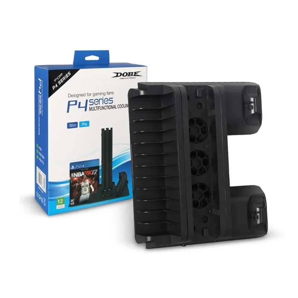 Carregador Dobe + Cooler + Base De Jogos Para PS4 Carregador Dobe + Cooler + Base De Jogos Para PS4