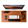 Mouse Pad Kingpad Deskpad, 90x40, Extra Grande Couro Sintético - Caramelo