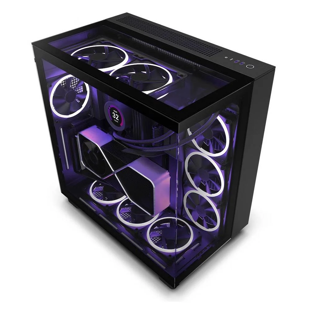 Gabinete Nzxt H9 Elite, RGB, Dual-chamber, Mid-tower, Vidro 360, Preto Gabinete Nzxt H9 Elite, RGB, Dual-chamber, Mid-tower, Vidro 360, Preto