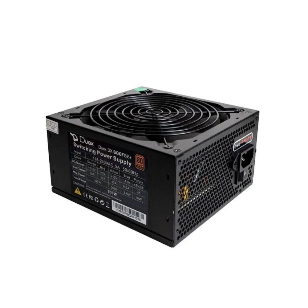 Fonte Duex Dx 600wfse+ 600w, ATX, Bivolt Automático, 80 Plus Bronze, PFC Ativo, Preto Fonte Duex Dx 600wfse+ 600w, ATX, Bivolt Automático, 80 Plus Bronze, PFC Ativo, Preto