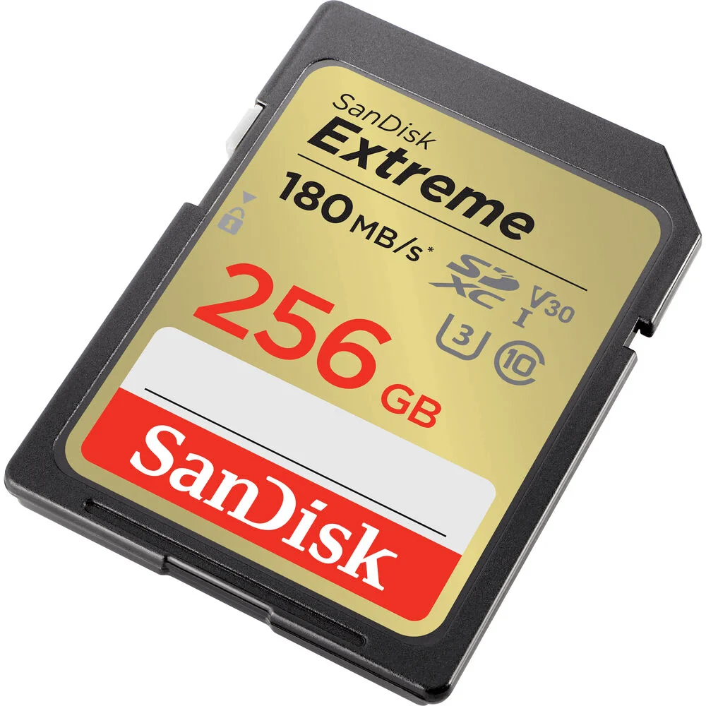 Cartão Sdxc 256GB Sandisk Extreme 4k 180mb/s Uhs-i / V30 / U3 / Classe 10