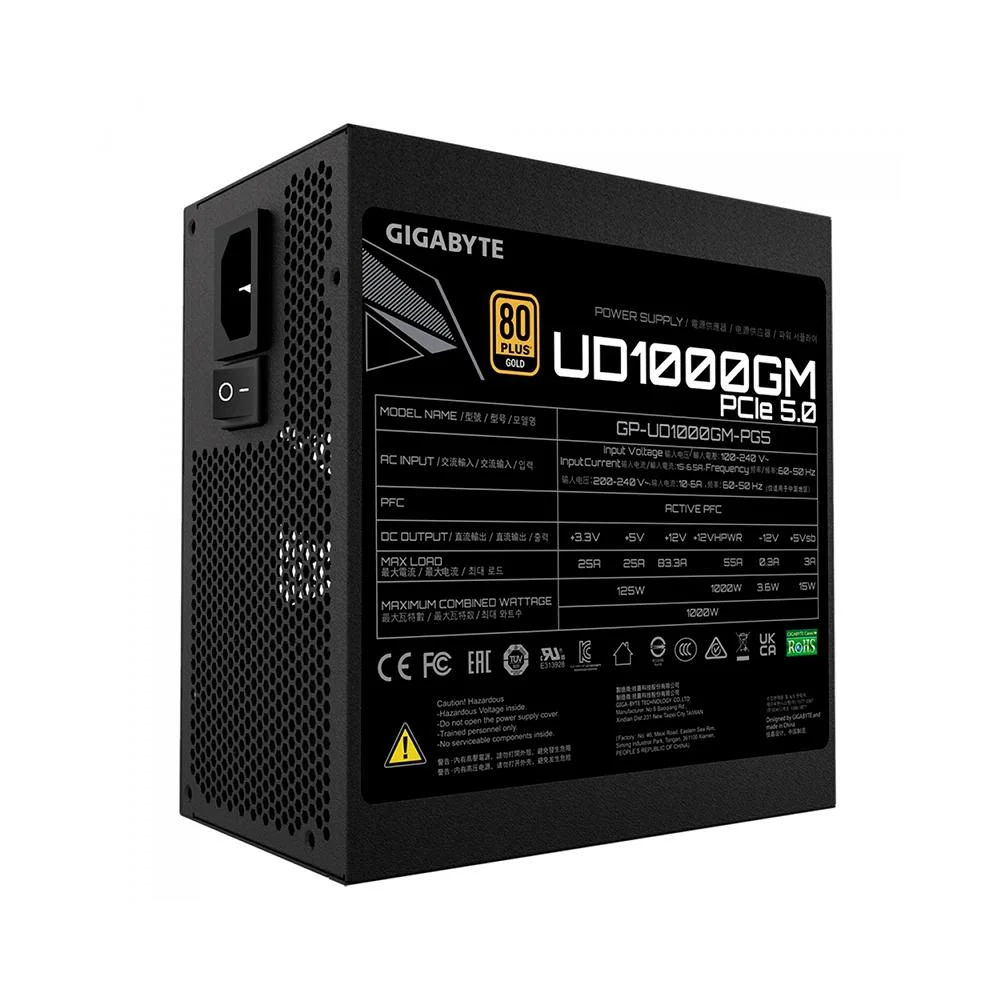 Fonte Gamer Gigabyte, 1000w, 80plus Gold Pg5, Modular, Pcie Gen5 Fonte Gamer Gigabyte, 1000w, 80plus Gold Pg5, Modular, Pcie Gen5