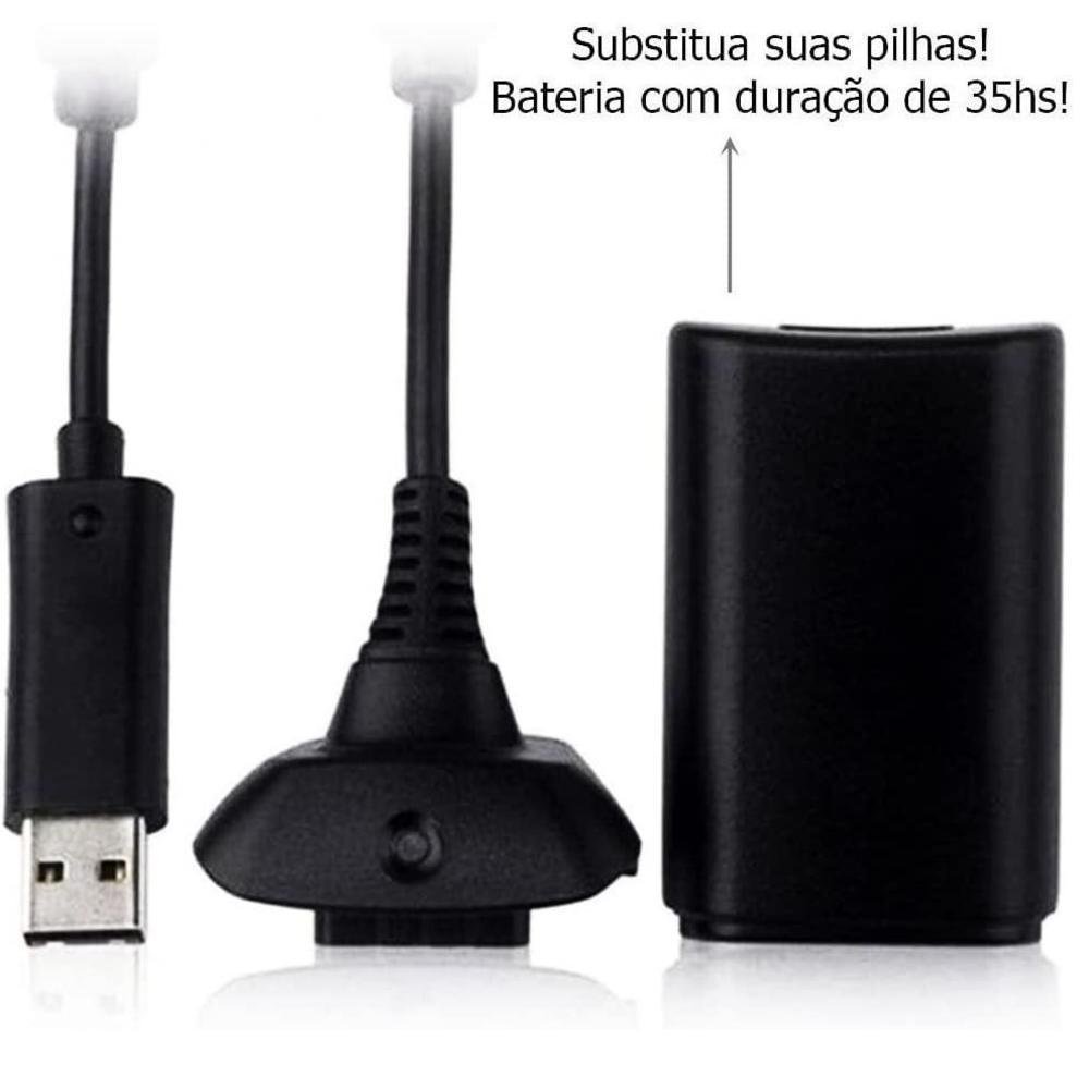 Bateria Recarregável Xtrad + Cabo Carregador, Para Controle Wireless De Xbox 360 12000mah