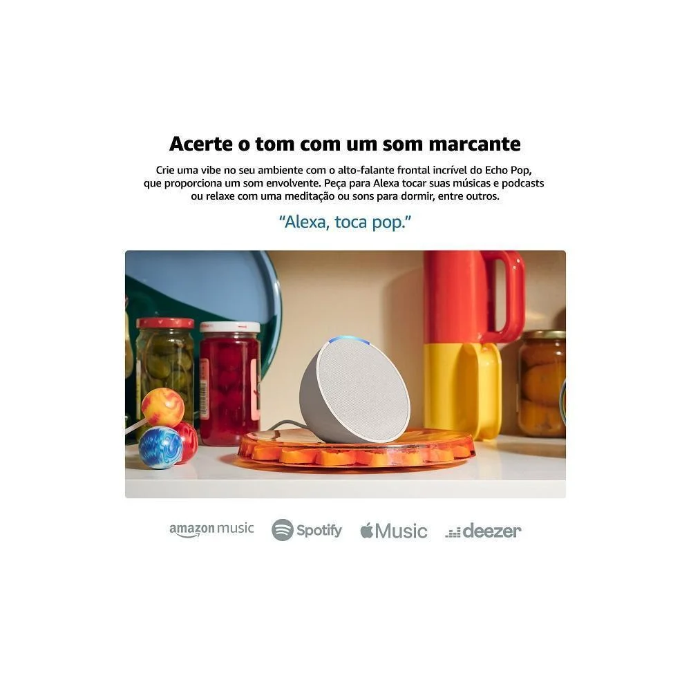 Echo Pop Amazon Smart Speaker, Compacto Com Alexa, Preto Echo Pop Amazon Smart Speaker, Compacto Com Alexa, Preto