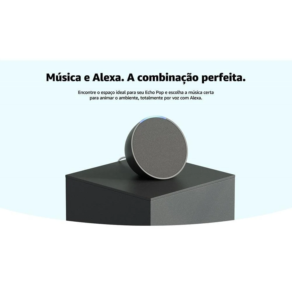 Echo Pop Amazon Smart Speaker, Compacto Com Alexa, Preto Echo Pop Amazon Smart Speaker, Compacto Com Alexa, Preto