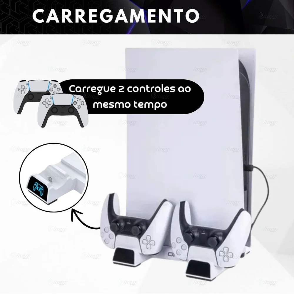 Base Cooler 3 Velocidades, Suporte Playstation 5 Ps5, Charger Dock Indicador Led Base Cooler 3 Velocidades, Suporte Playstation 5 Ps5, Charger Dock Indicador Led