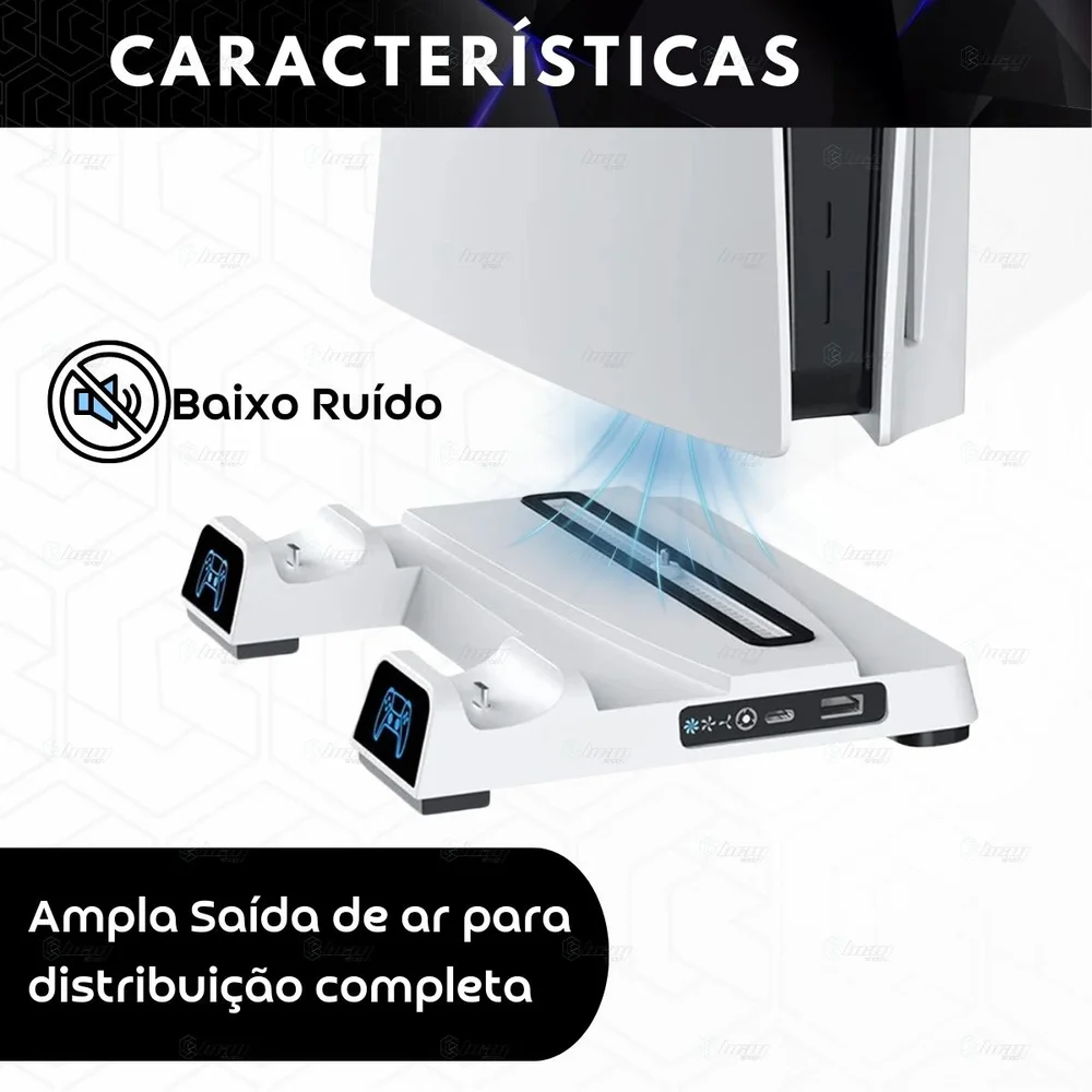 Base Cooler 3 Velocidades, Suporte Playstation 5 Ps5, Charger Dock Indicador Led Base Cooler 3 Velocidades, Suporte Playstation 5 Ps5, Charger Dock Indicador Led