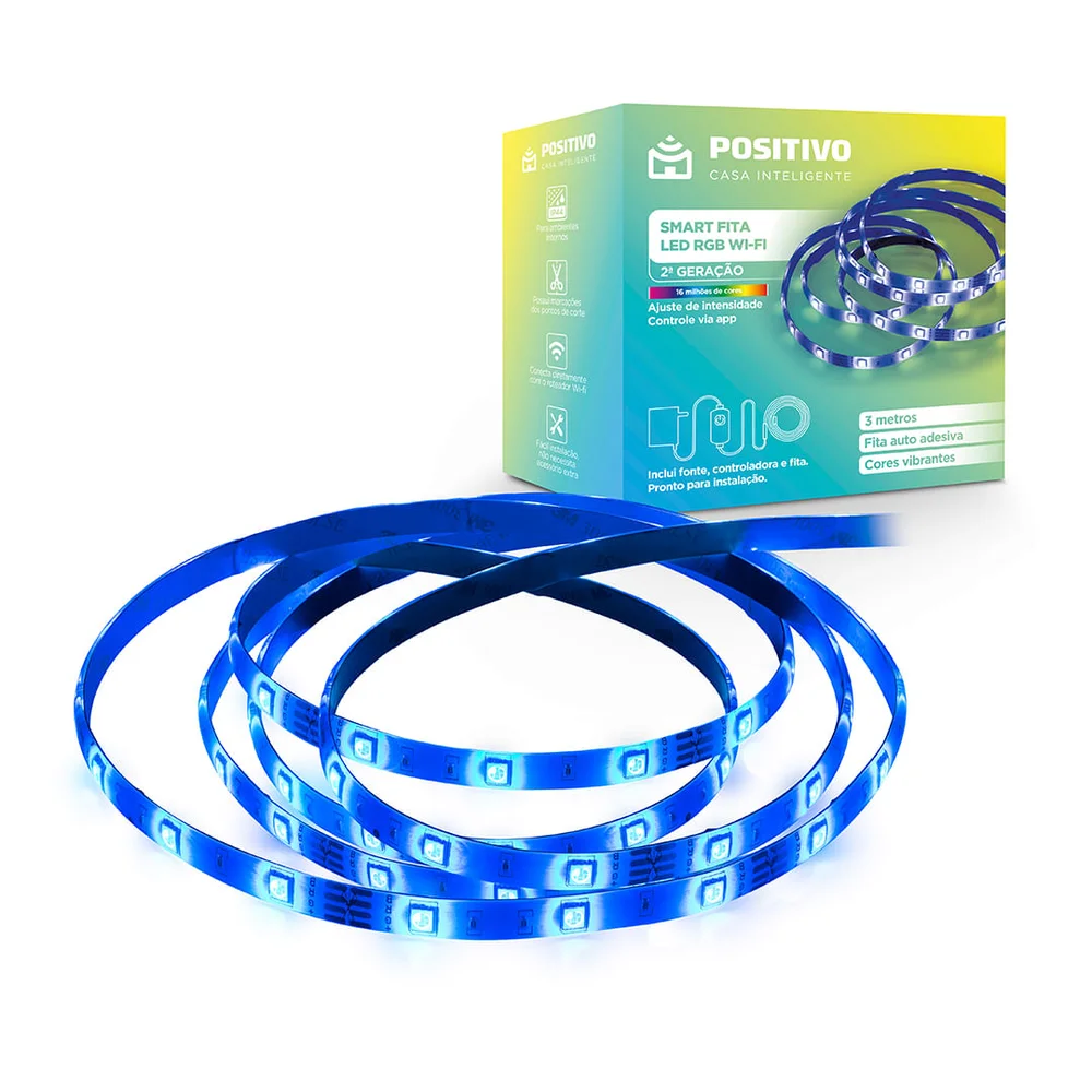 Smart Fita LED RGB Positivo, Wi-Fi 2gen, 14W, Casa Inteligente