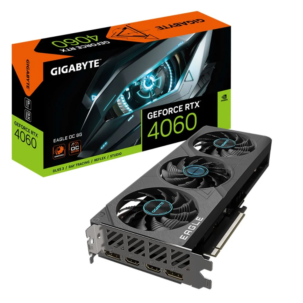 Placa De Vídeo RTX 4060 EAGLE OC Gigabyte Nvidia Geforce, 8GB, GDDR6, 128 BITs, DISS, Ray Tracing - GV-N4060EAGLE Placa De Vídeo RTX 4060 EAGLE OC Gigabyte Nvidia Geforce, 8GB, GDDR6, 128 BITs, DISS, Ray Tracing - GV-N4060EAGLE