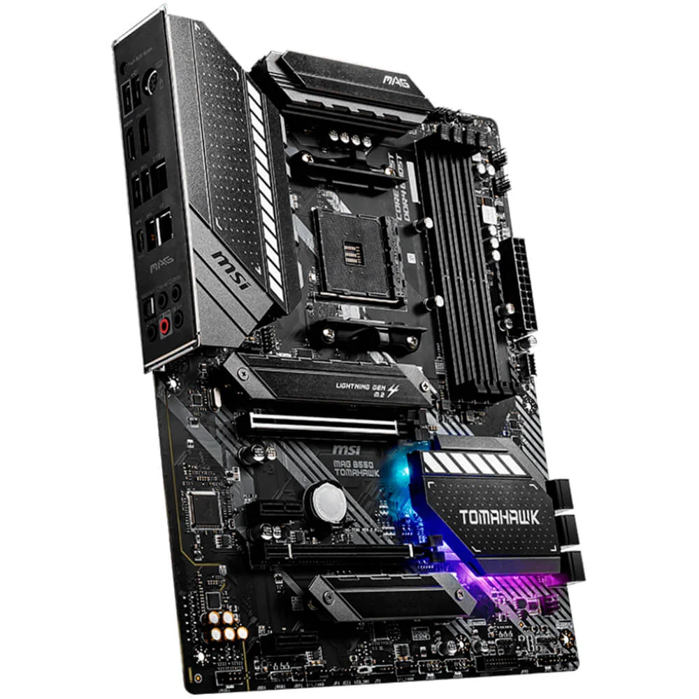 Placa-Mãe MSI MAG B550 Tomahawk, AMD AM4, DDR4, PCIe 4.0, HDMI, M.2, USB 3.2, ATX, Ryzen 5000 Series Placa-Mãe MSI MAG B550 Tomahawk, AMD AM4, DDR4, PCIe 4.0, HDMI, M.2, USB 3.2, ATX, Ryzen 5000 Series