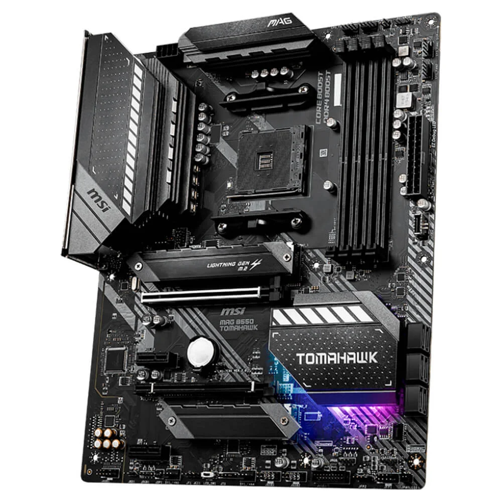 Placa-Mãe MSI MAG B550 Tomahawk, AMD AM4, DDR4, PCIe 4.0, HDMI, M.2, USB 3.2, ATX, Ryzen 5000 Series Placa-Mãe MSI MAG B550 Tomahawk, AMD AM4, DDR4, PCIe 4.0, HDMI, M.2, USB 3.2, ATX, Ryzen 5000 Series