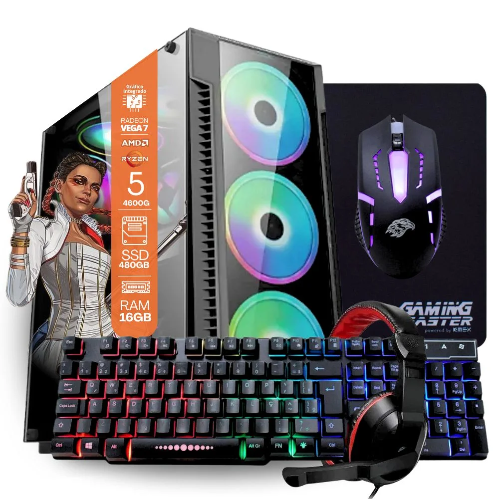 PC Gamer Tob AMD Ryzen 5 16GB SSD 480GB KaBuM