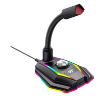 Microfone De Mesa Gamer Havit, RGB, USB, Preto - Gk56b