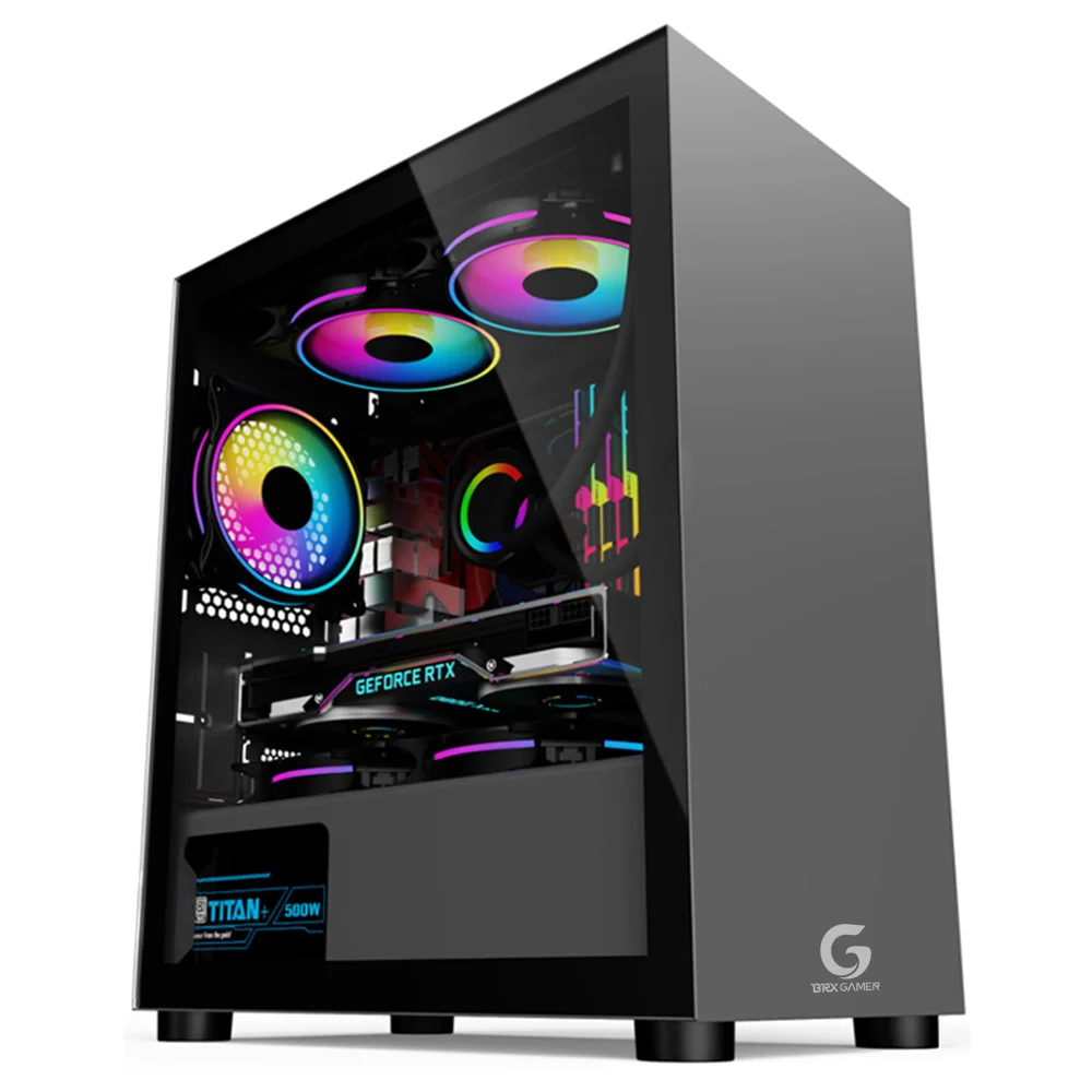 Gabinete Gamer Blazer Black, Mid Tower, Vidro Temperado RGB, Com 3 Fans Gabinete Gamer Blazer Black, Mid Tower, Vidro Temperado RGB, Com 3 Fans