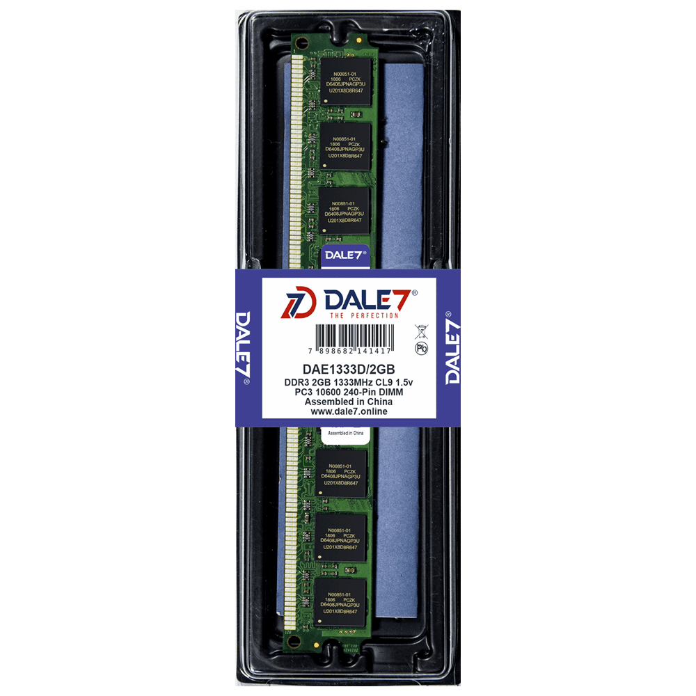 Memória Dale7, 2GB, 1333Mhz, DDR3, Desktop, 1.5v Memória Dale7, 2GB, 1333Mhz, DDR3, Desktop, 1.5v