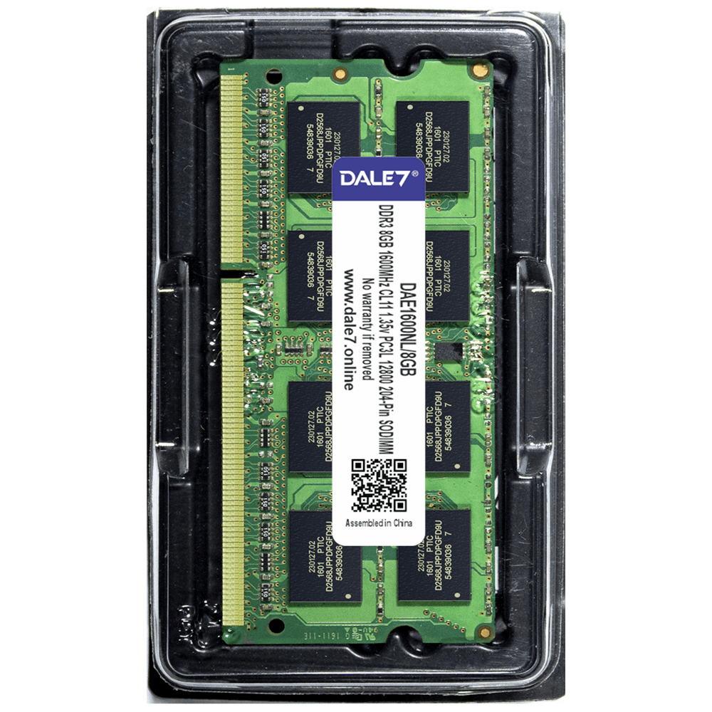 Memória Dale7, 8GB, 1600Mhz, DDR3L, Notebook, 1.35v Memória Dale7, 8GB, 1600Mhz, DDR3L, Notebook, 1.35v