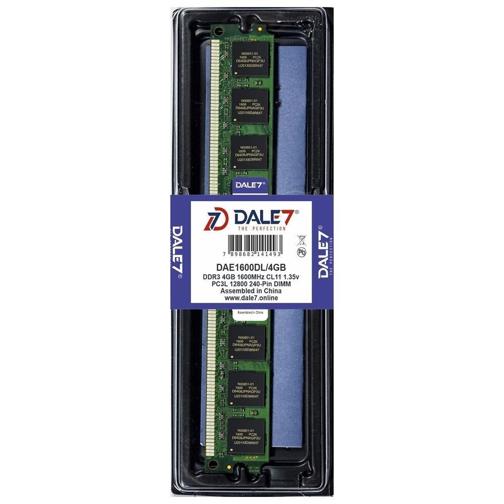 Memória Dale7, 4GB, 1600Mhz, DDR3L, Desktop, 1.35v Memória Dale7, 4GB, 1600Mhz, DDR3L, Desktop, 1.35v