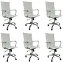 Kit 6 Cadeira Escritório Oficial Webshop, Esteirinha Giratória Alta, Peso Recomendado: 120 kg, Ajustável, Branca