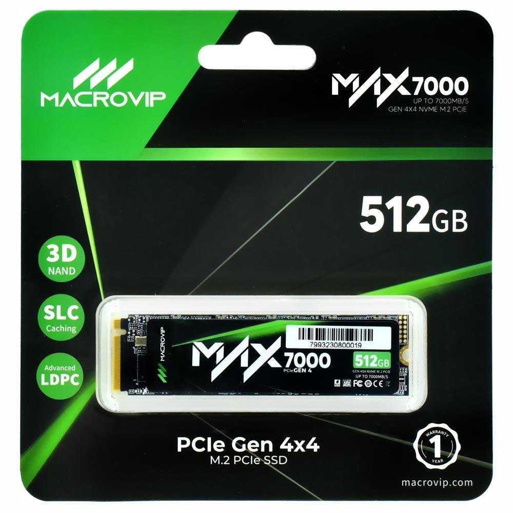 SSD Macrovip M2 512GB Max7000 Nvme KaBuM