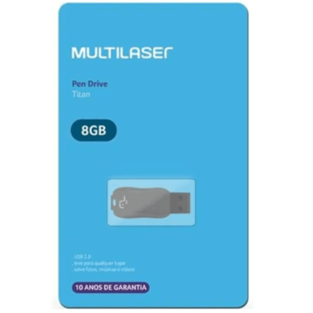 Pen Drive 8GB USB Leitura 10mbs E Gravaço 3mbs