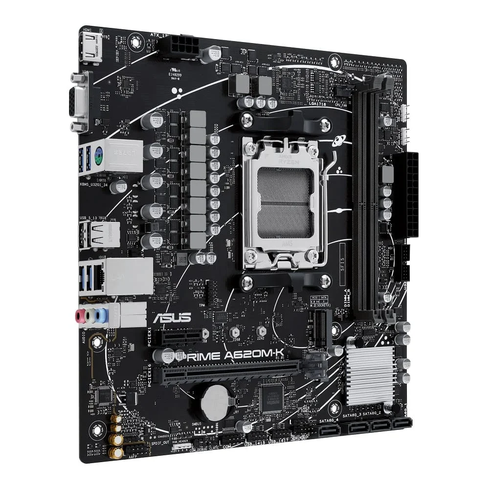 Placa Mãe Asus Prime A620m-k Am5, DDR5, MATX, HDMI Dp, VGA M.2, USB 3.2