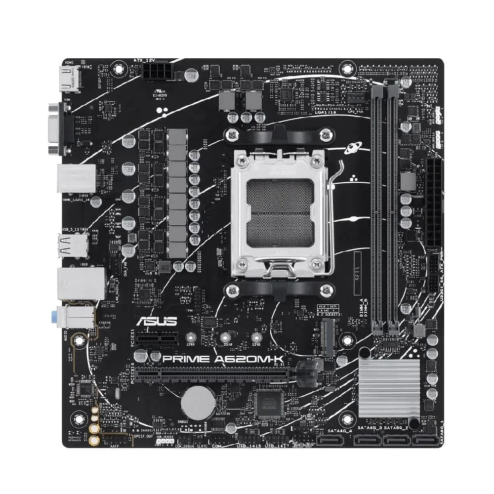 Placa Mãe Asus Prime A620m-k Am5, DDR5, MATX, HDMI Dp, VGA M.2, USB 3.2