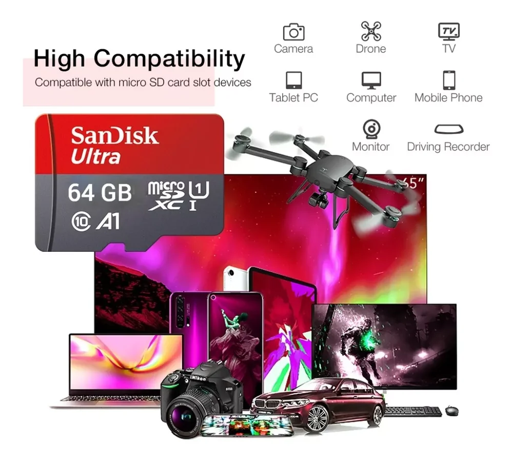 Cartão Memória Sandisk Ultra 64gb 120mb/s Classe 10 Microsd
