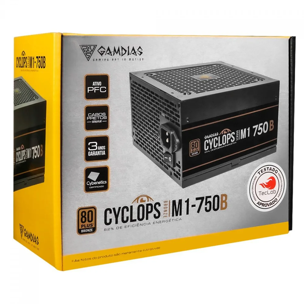 Fonte De Alimentação Gamdias Cyclops M1 750w 80plus Bronze Pfc Ativo S/ Cabo Fonte De Alimentação Gamdias Cyclops M1 750w 80plus Bronze Pfc Ativo S/ Cabo
