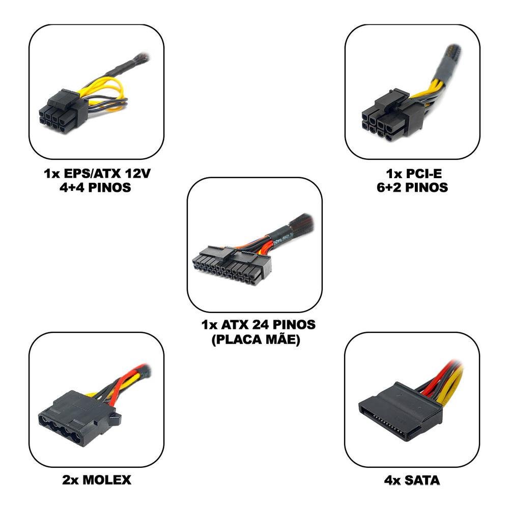 Fonte 550w Brx B-s550w, Atx, Bivolt Automático