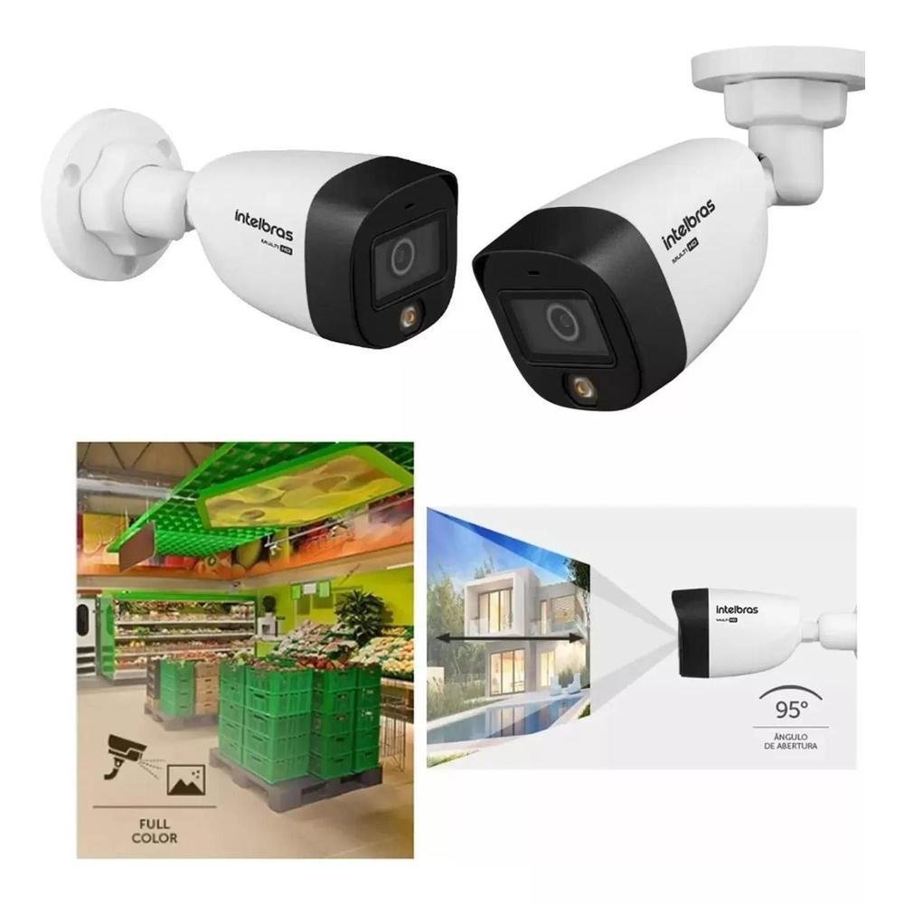 Kit 2 Cameras Segurança Intelbras Full Color Vhd 1120b Dvr 4ch Full C/ Hd 500gb