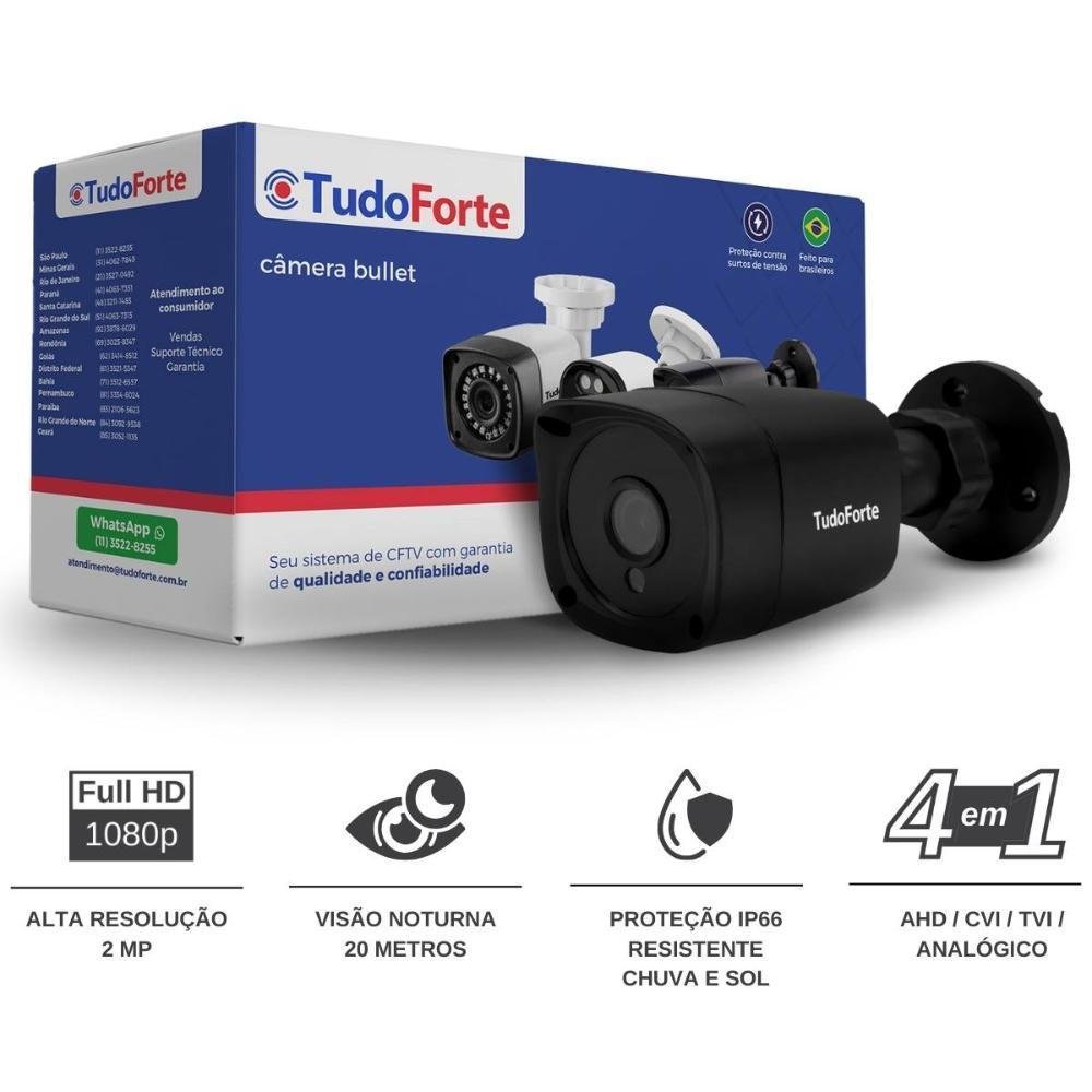 Kit 10 Câmeras De Segurança Full Hd 1080p 2mp Bullet Black Visão Noturna De 20 Metros Lente 2.8mm Tudo Forte Kit 10 Câmeras De Segurança Full Hd 1080p 2mp Bullet Black Visão Noturna De 20 Metros Lente 2.8mm Tudo Forte