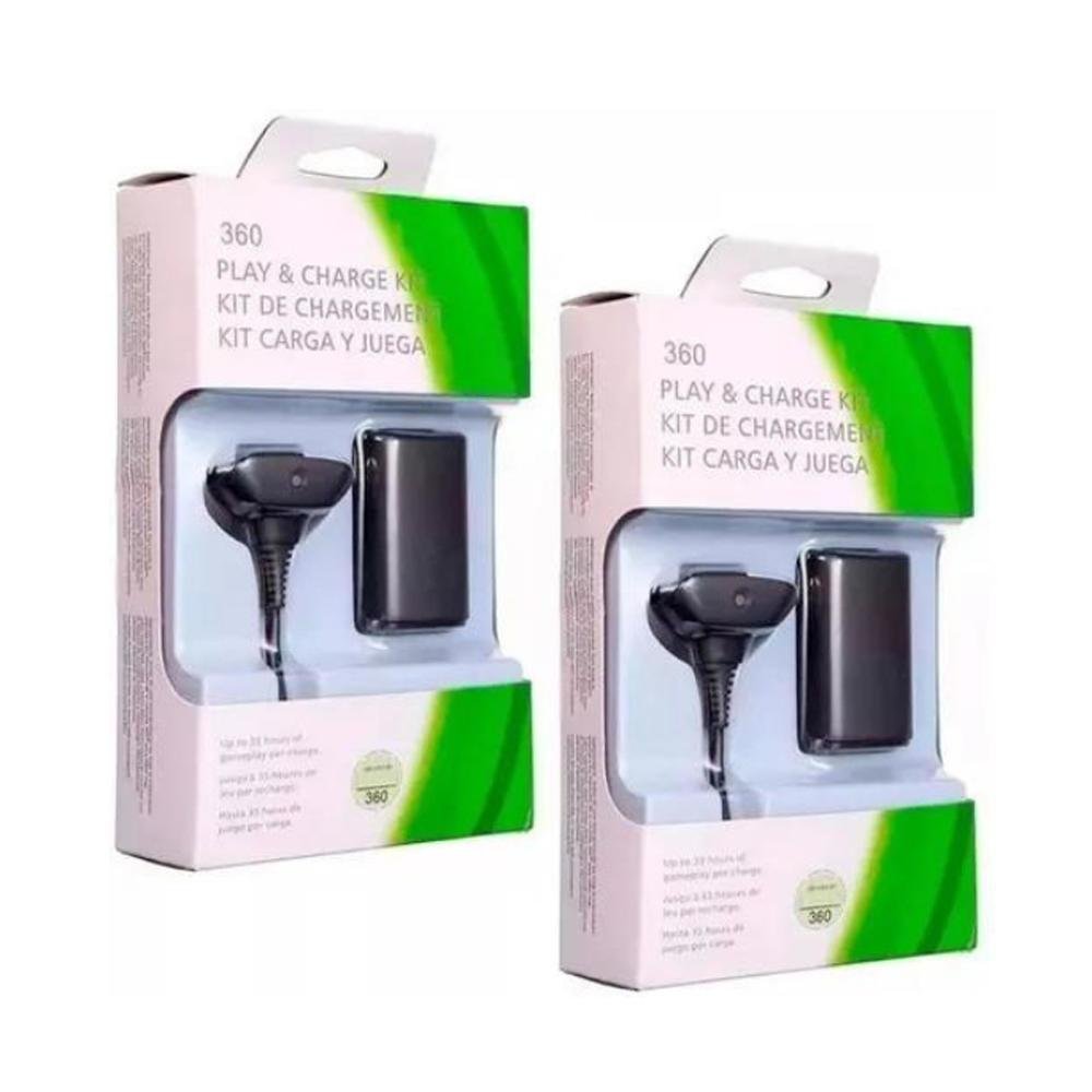 Kit 2 Baterias Recarregáveis Para Controle Joystick Sem Fio XBOX 360 + Cabo Usb Carregador Incluso Kit 2 Baterias Recarregáveis Para Controle Joystick Sem Fio XBOX 360 + Cabo Usb Carregador Incluso