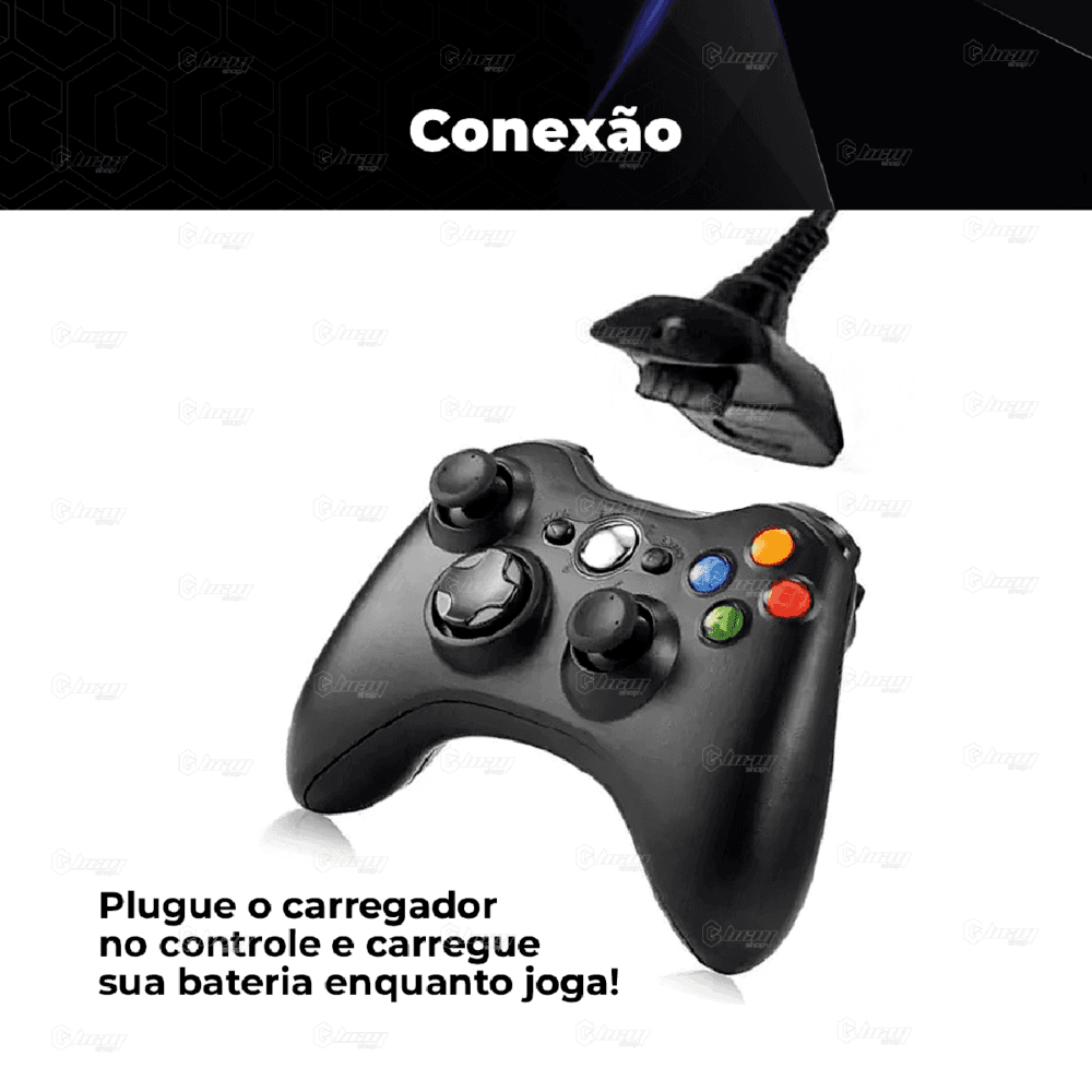 Kit 2 Baterias Recarregáveis Para Controle Joystick Sem Fio XBOX 360 + Cabo Usb Carregador Incluso Kit 2 Baterias Recarregáveis Para Controle Joystick Sem Fio XBOX 360 + Cabo Usb Carregador Incluso