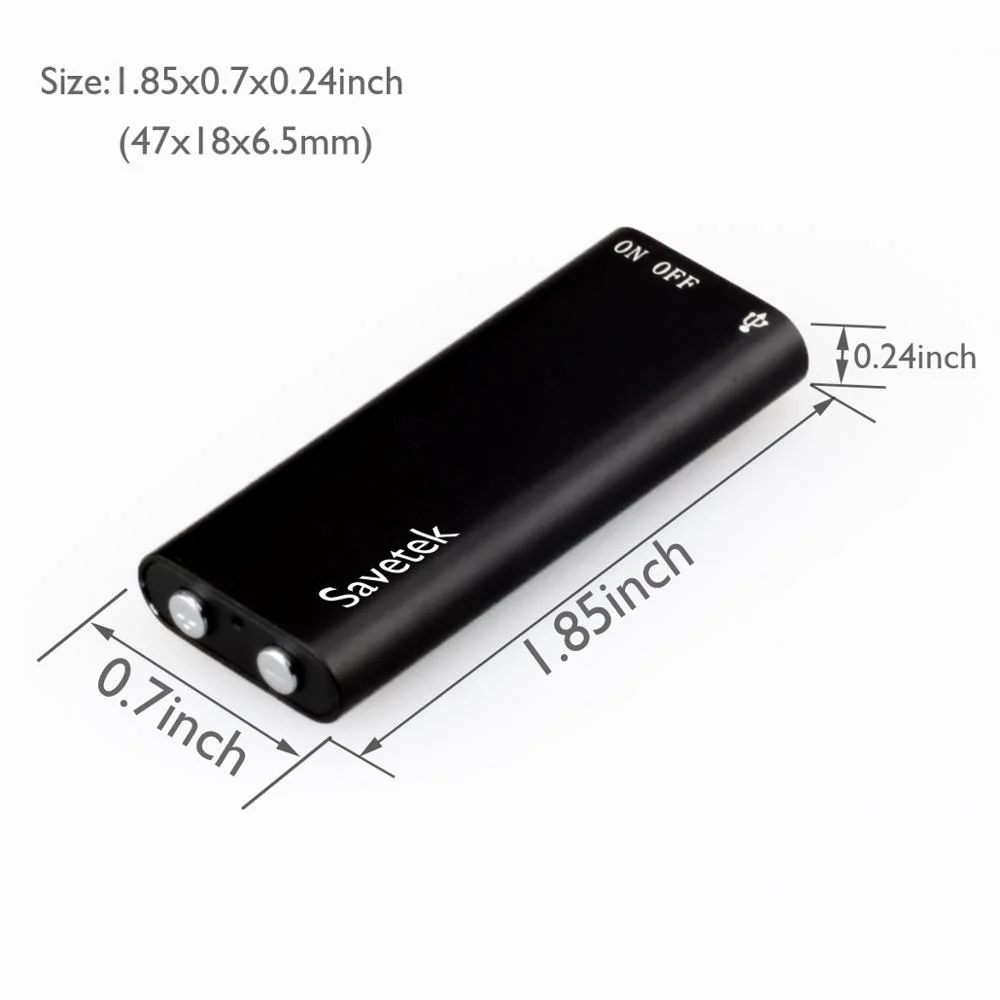 Mini Gravador Ativado por voz Super Pequeno 16 Gb Savetek