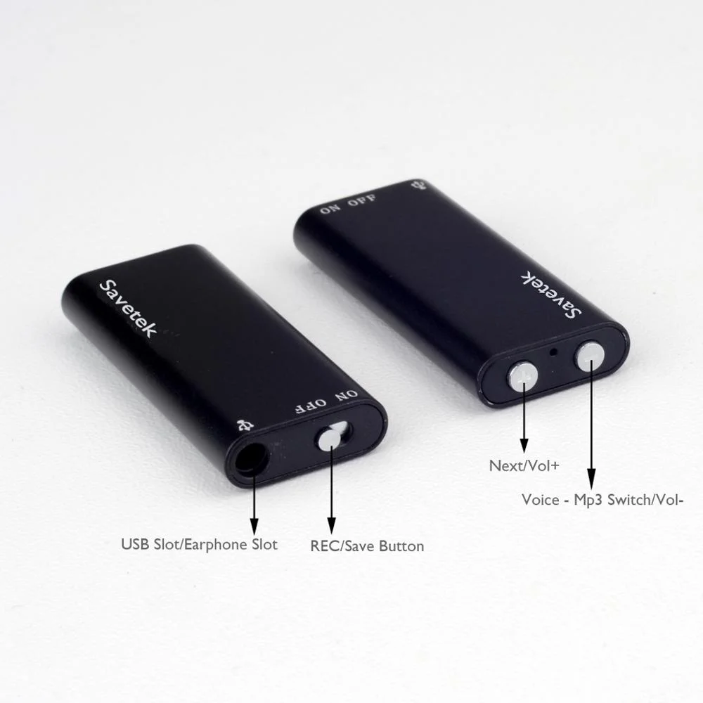 Mini Gravador Ativado por voz Super Pequeno 16 Gb Savetek
