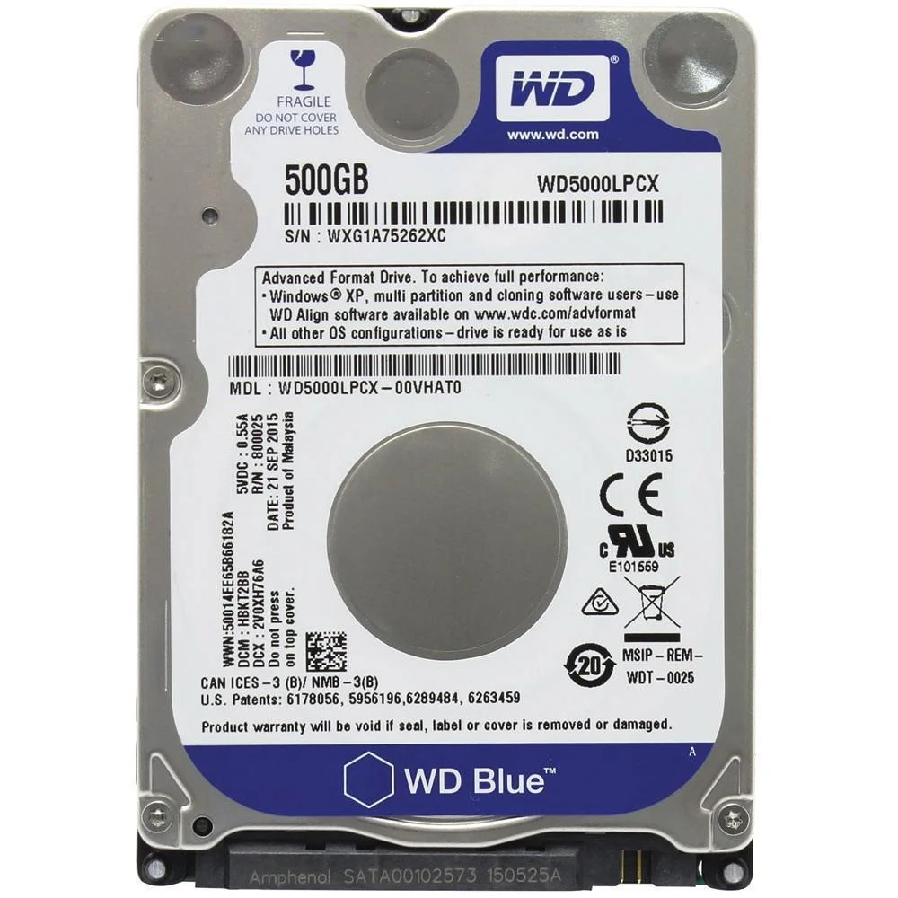 Disco Rígido Western Digital Blue 500GB 25 KaBuM
