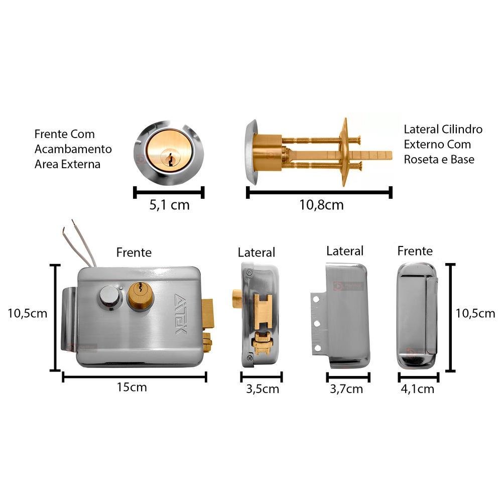 Fechadura Eletrica Reversivel 12v Sobrepor - Abre Pra Fora E Pra Dentro Direita E Esquerda Aço Inox Cromado