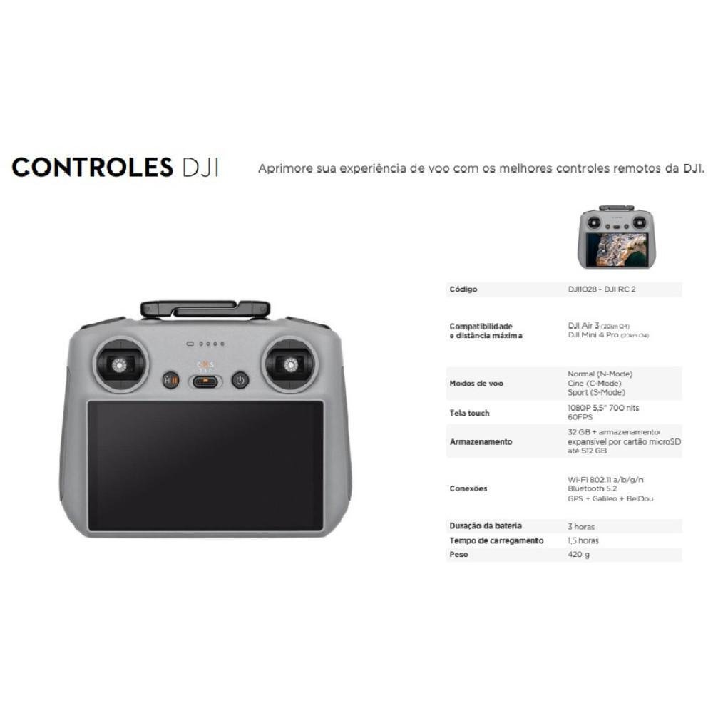 Controle Remoto Com Tela Dji Rc 2 (dji Mini 4 Pro/air 3) Br - Dji1028